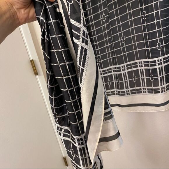 Black white Silk Scarf Mulberry Fashion Long Lightweight Shawl Wrap stole 70x35 - Picture 7 of 14